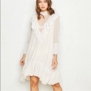 NWT We Are HAH 'Hot As Hell' Heavy Necking Polka Dot Ruffle Mini Dress - Small